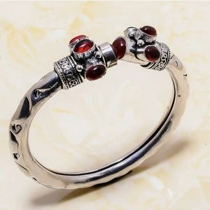 New Mozambique Garnet Silver Cuff Bracelet.